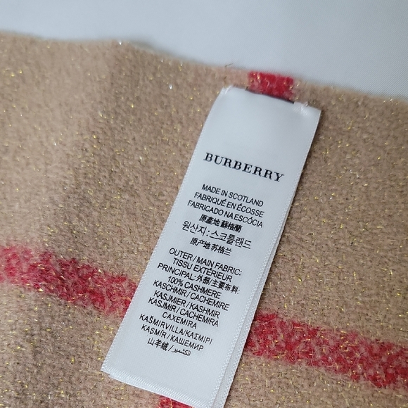 Burberry Tan Checkered Scarf With Gold Glitter - Picture 3 of 3